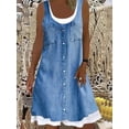 thumbnail image 7 of New 2024 Women‘s Digital Printing Fake Two Piece Imitation Denim Dress Casual Loose Round Neck Tank Top Dress Female Vestidos, 7 of 7