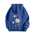 thumbnail image 4 of Olyvenn Womens Graphic Hoodies Cute Flower Print Long Sleeve Hooded Preppy Y2k Aesthetic Sweatshirts Fall Oversized Pullover Blue M, 4 of 5
