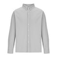 thumbnail image 3 of BiZtdJrK Men's Dress Shirt Regular Fit Long Sleeve Button Down Shirts Solid Business Casual Shirt Lightweight Office Work Lapel Shirts 50% Percent off Deals Gray S, 3 of 6