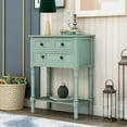 thumbnail image 2 of Narrow Console Table with Three Storage Drawers, Entryway Table with Storage Bottom Shelf, for Living Rooms, Entrances and Kitchens, Retro Blue, 2 of 9
