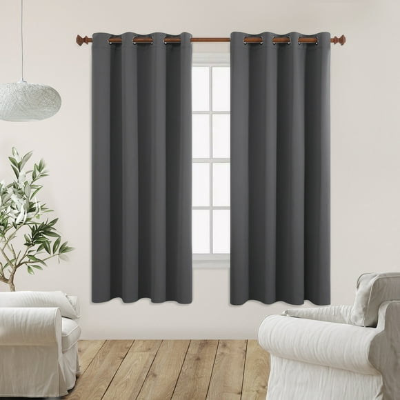 Deconovo Dark Grey Blackout Curtains 2 Panels Grommet Curtains Window Treatments Thermal Insulated Room Darkening Curains for Kids Room 55 x 72 inch