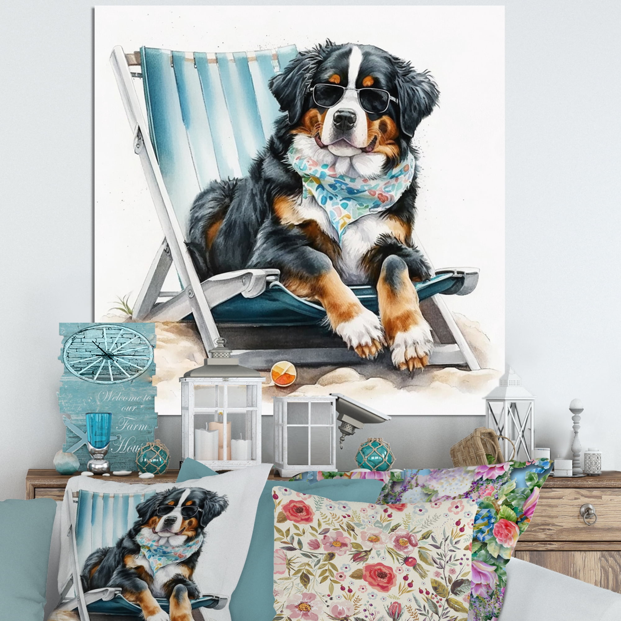 Designart Dog On The Beach III Canvas Wall Art