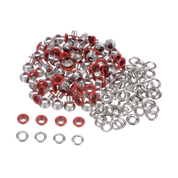 Kit de 100 Ojales de Metal Unique Bargains Ojales 4mm 0.16 Ojal para Zapatos Ropa Cinturón Bolsa Bricolaje Proyecto Rojo