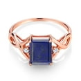 thumbnail image 2 of Gem Stone King 2.06 Ct Emerald Cut Blue Lapis 18K Rose Gold Plated Silver Ring (Size 8), 2 of 5