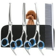 thumbnail image 1 of 4pcs Professional Dog Grooming Scissors - Stainless Steel Round Tip Down-Curved, 1 of 4