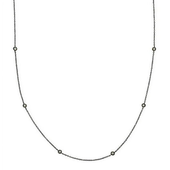 Decadence Sterling Silver Black Cubic Zirconia By The Yard Necklace