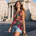 thumbnail image 3 of Jeiento Hawaiian Tropical Floral Tank Tops for Women Trendy Sleeveless Tunic Tops Casual V Neck Blouse Loose Fit Ladies Flowy Pleated Shirts Athletic Workout Golf Outfits,S, 3 of 7