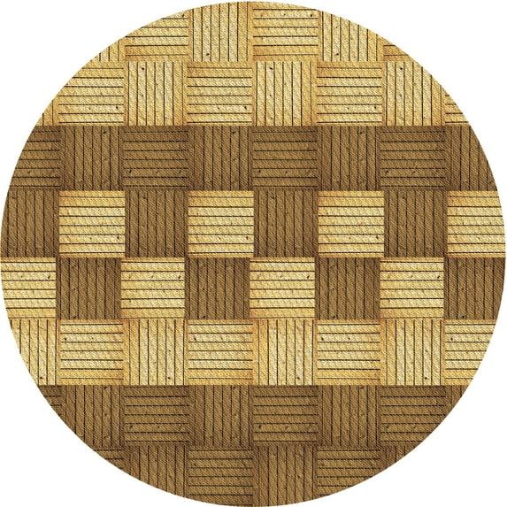 Ahgly Company Indoor Round Patterned Saddle Brown Area Rugs, 5' Round