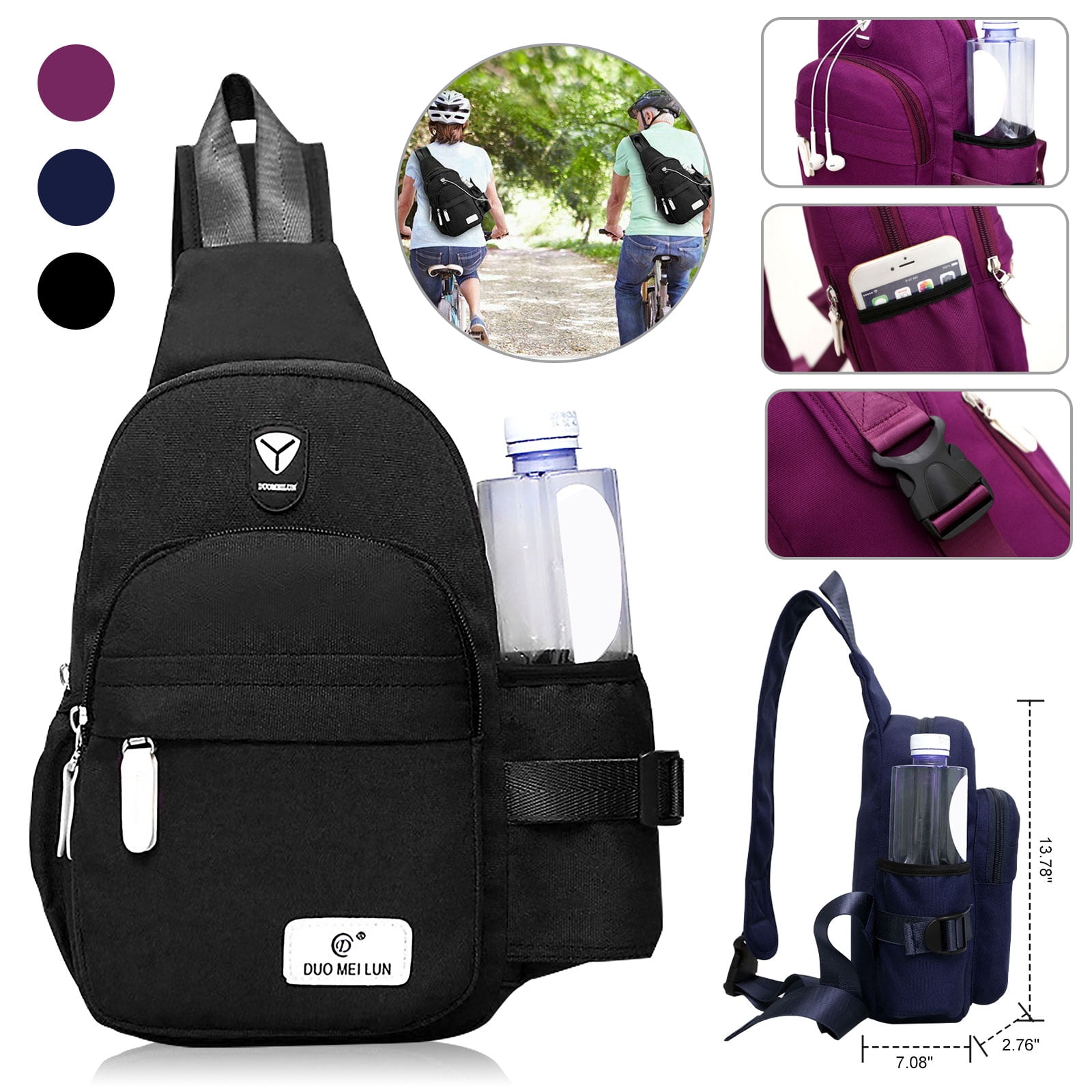 EEEkit - EEEkit Nylon Sling Bag for Men & Women, Water-repellent Chest Shoulder Bag, Unbalance ...