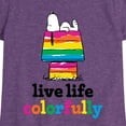 thumbnail image 3 of Peanuts - Live Life Colorfully - Toddler & Youth Girls Short Sleeve Graphic T-Shirt, 3 of 6