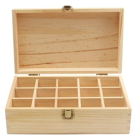 Essential Oil Box - Wooden Storage Case with Handle. Sealed Natural Finish. Large Organizer Best for Keeping Your Oils