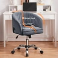 thumbnail image 5 of CRXX Home Office Chair Velvet Desk Chair, Upholstered Modern Swivel Chair with Tufted Barrel Back, Rolling Wheels for Office, Study, Vanity, Bedroom Dark Gray, 5 of 10