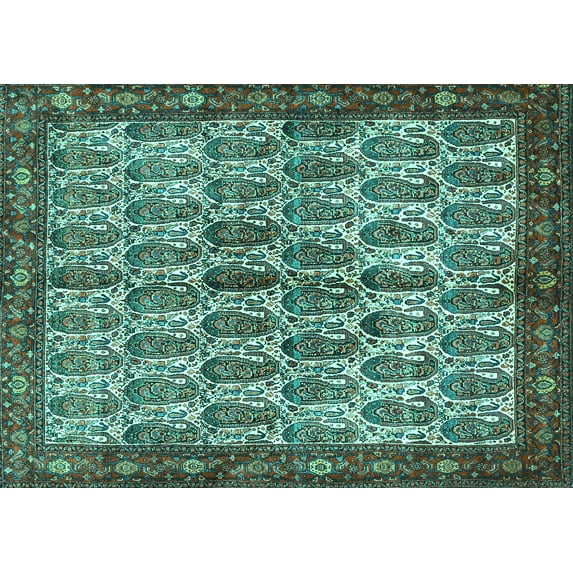 Ahgly Company Indoor Rectangle Persian Turquoise Blue Traditional Area Rugs, 4' x 6'