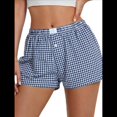 thumbnail image 4 of Pantalones Cortos de Pijama A Cuadros Y2K para Mujer, Bóxers Elásticos, Ropa de Calle Azul M, 4 of 8
