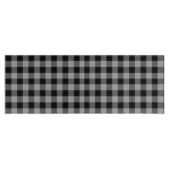 Gray Black Checkerboard Checkered Pattern Kitchen Rug Mat,Kitchen Runner Rugs Non Skid Washable,Decorative Kitchen Floor Mats for Kitchen,Sink,Laundry,17"X47"