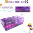 thumbnail image 5 of Plastic Pencil Box, Clear Pencil Box, Large Plastic Pencil Case Crayon Box, Colored Hard Pencil Case Organizer, Maker Organizer with Lid, Small Art Craft Storage Containers Pen Box, Purple, 5 of 7