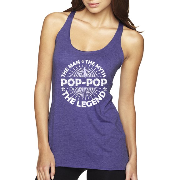 Wild Bobby, Pop-Pop Man Myth Legend Funny Dad Uncle Papa Granpa Dad Gift, Father's Day, Women Tri-Blend Racerback Tank Top, Purple Rush, Large
