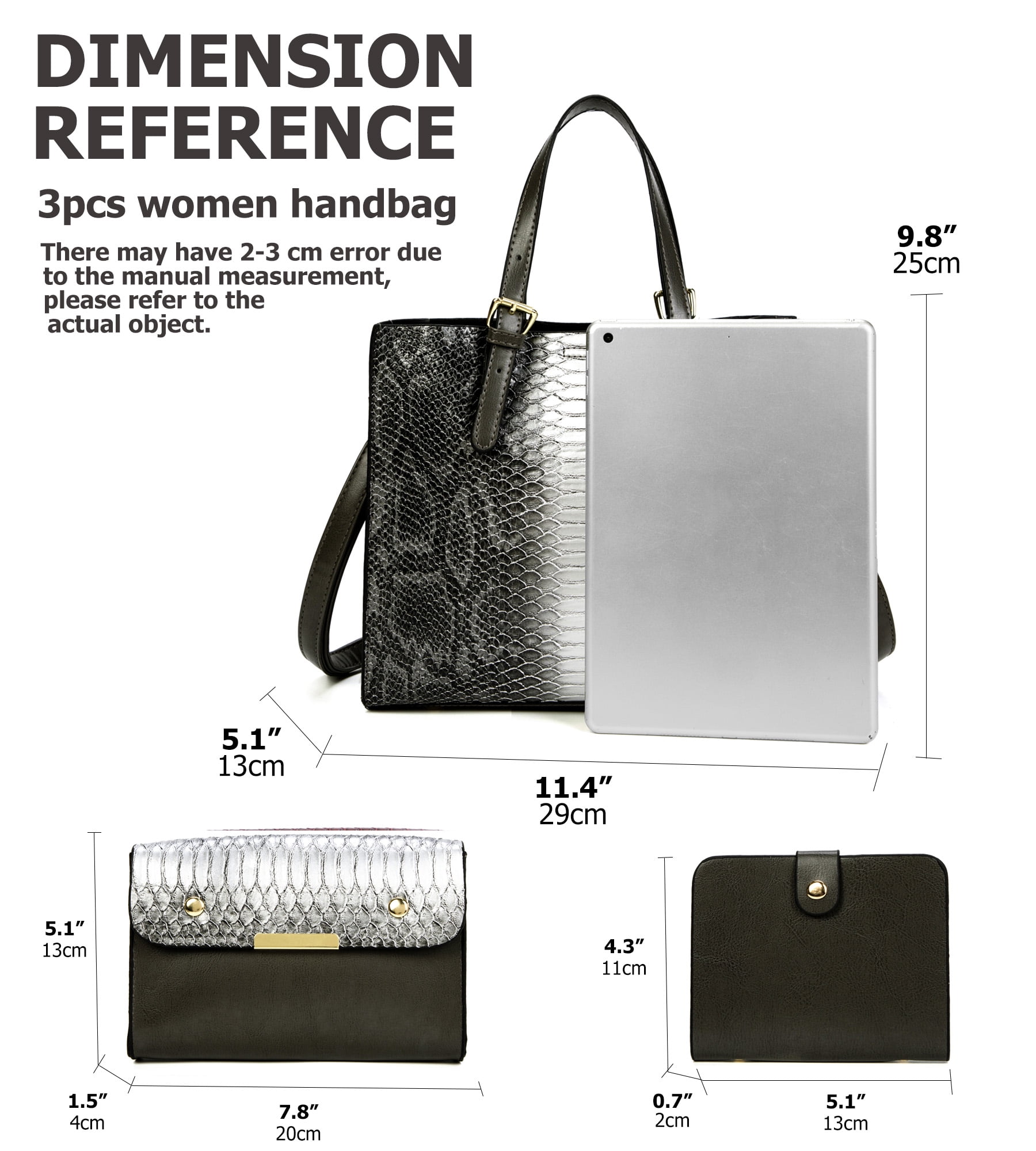 Women's Crocodile Pattern Tote Bags Stylish Handbags Satchels Purses and Wallets For Women 3 Pcs Set
