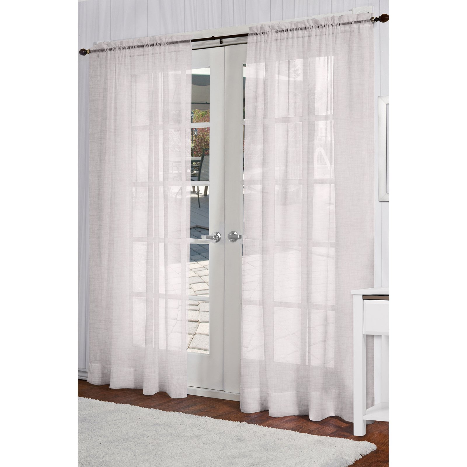Exclusive Home Two Pinch Pleat Belgian Textured Linen Look White 50x84 Curtains 