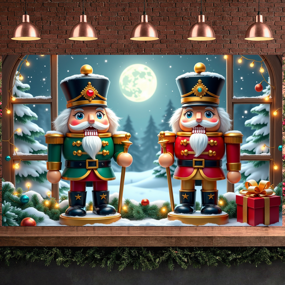 Festive Decoration Nutcracker Christmas Holiday Banner for Winter Celebrations Indoor Parties Seasonal Decor