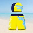 thumbnail image 2 of NAISIBABY Boys Swim Trunks with Swim Cap, Stretchy Quick Dry Elastic Waist Kids Graphic Beach Swimsuit 2-Piece Yellow 11T, 2 of 3
