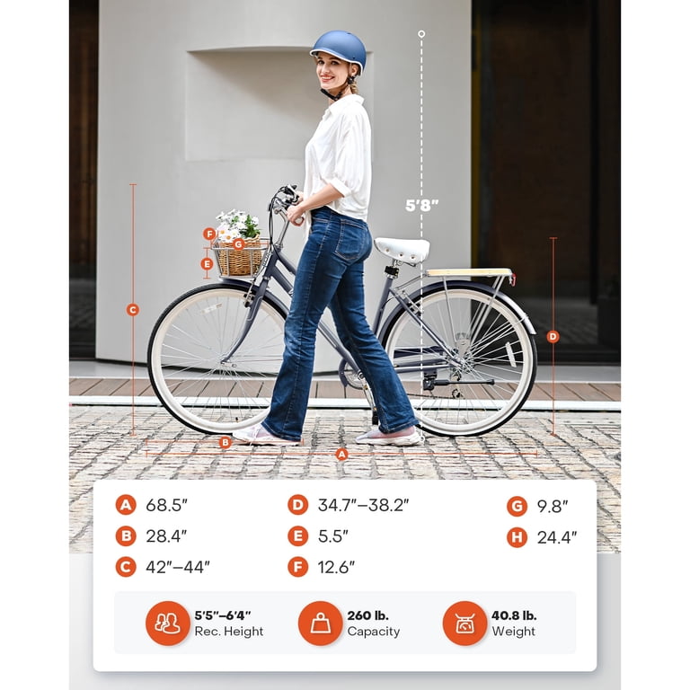 Hybrid Bike, 700c City Commute Cruiser Bike with 7 Speed
