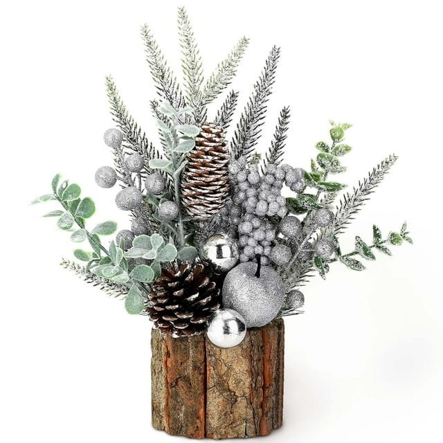 Árbol de Navidad KPX artificial para mesa, tamaño pequeño, con adornos