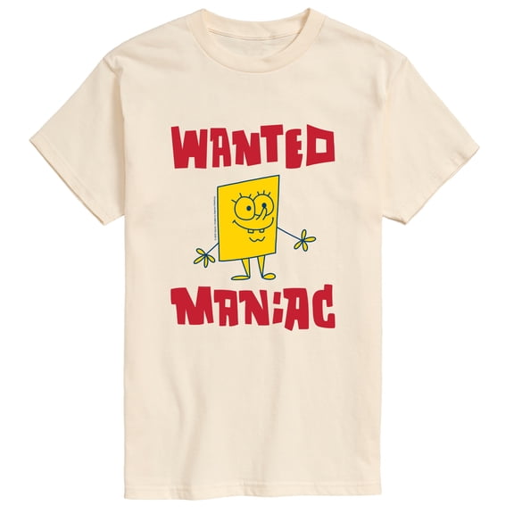 SpongeBob SquarePants - Wanted Maniac - Men's Short Sleeve Graphic T-Shirt