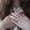 B, variant on Jewelry Ring Copper Color Separation Inlaid Zircon Ring Fashion Trend Statement Band Alloy Gift for Women