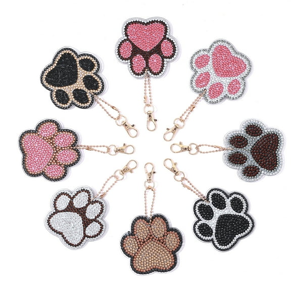8 PCS Diamond Art Painting Keychains Kits for Adult Kids Claws Double Sided Key Bag Chains Diamond Art Craft DIY Animal Key Ring Paint with Diamonds Dots Pendant Gift Decor