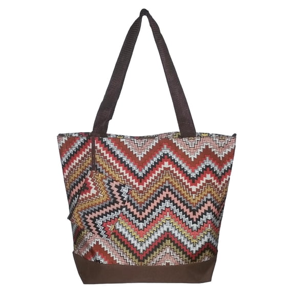 Fashion Zigzag Print Travel Tote w/ Matching Coin Purse - 16.5 L X 12.5 H X 5.5 W.