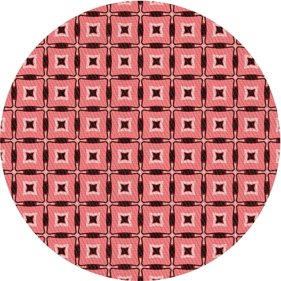 Ahgly Company Machine Washable Indoor Square Transitional Pastel Red Pink Area Rugs, 3' Square
