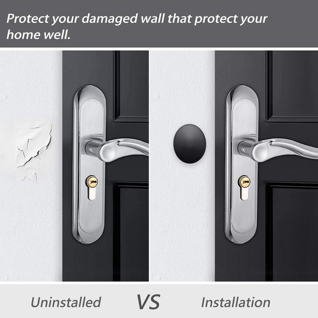KAKOWELY 10Ud Tope Para Puerta Silicona Adhesivo Protector De Pared Fácil De Instalar Negro