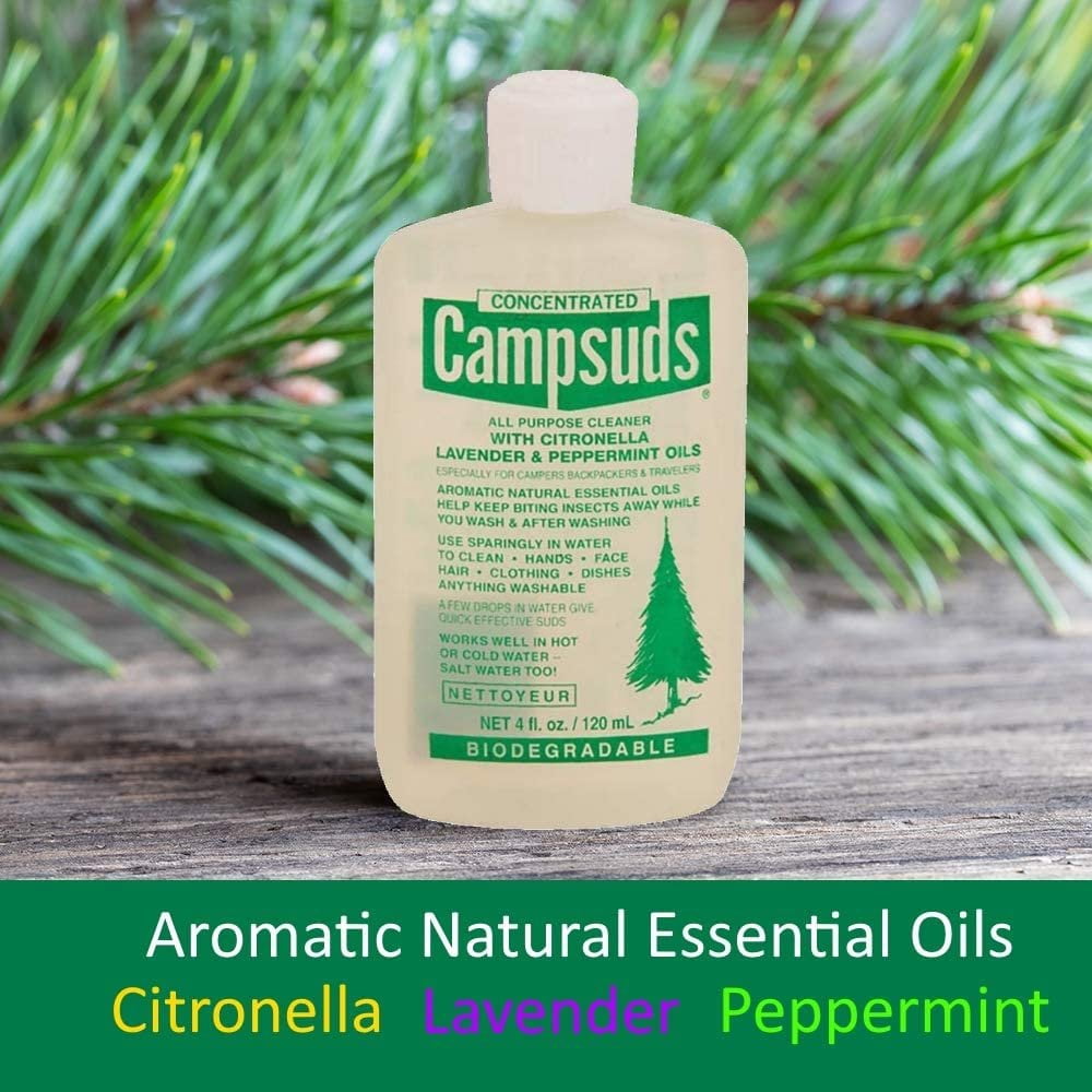 Sierra Dawn Campsuds Biodegradable Soap with Insect Deterrent Citronella, Lavender, Peppermint Oils 4 Ounce, 3 Bottles