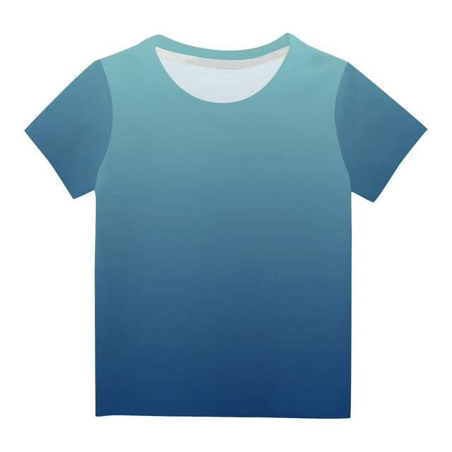FAIWAD T-Shirt Dégradé pour Enfants Garçons Filles Col Rond Blouse Courte Ample Unisexe Été Respirant Hauts