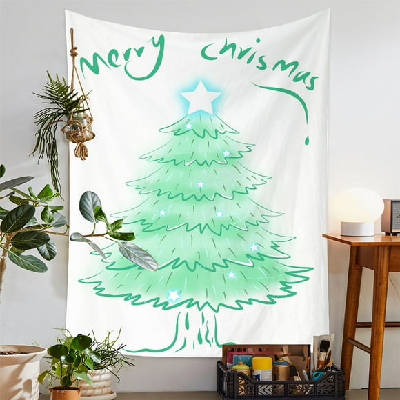 TIMIFIS 37.4*29.5In Christmas Tapestry Wall Hanging Printed Cartoons Christmas Tree Tapestry Aesthetic Holiday Decoration for Bedroom Living Room College Dorm Xmas Wall Decor Christmas Gifts