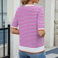 thumbnail image 7 of Fewfanhot Workout Tops for Women Summer Tops Casual Short Sleeve Striped Sweater Shirt Crewneck Color Block Knit Blouses, 7 of 7