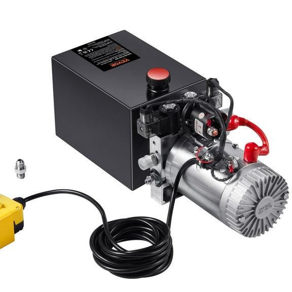 12V DC Hydraulic Pump, 3200 PSI Double Acting Power Unit, 0.91 GPM Flow for Dump Trailer & Car Lifting, 6 Quart Oil Capacity