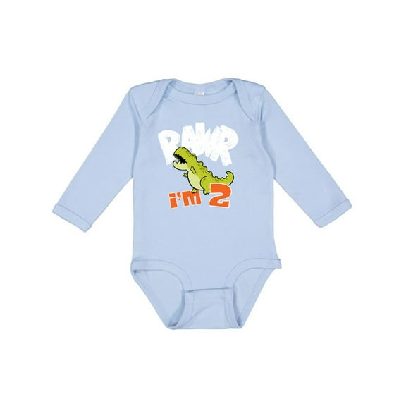 Inktastic RAWR I'm 2 Baby Tyranosaurus Rex Boys or Girls Long Sleeve Baby Bodysuit