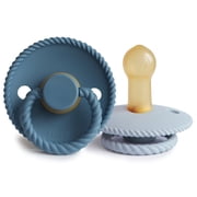 FRIGG Rope Natural Rubber Baby Pacifier 2-Pack, 6-18 months, Powder Blue/Ocean View
