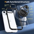 thumbnail image 5 of Magnetic for iPhone 15 Plus Case with 360° Ring Holder Kickstand [Compatible with MagSafe][2Pcs Screen Protector] Clear Shockproof Drop Protection Phone Case Cover for iPhone 15 Plus, Black, 5 of 14