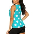thumbnail image 3 of Gukieu Aqua And White Polka Dot Print Women's Quick-drying Fitness Vest, Round Neck Sleeveless Fitness T-shirt, Suitable for Yoga, Sports-Medium, 3 of 7