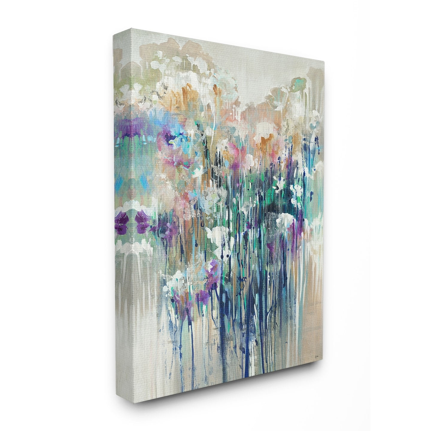 The Stupell Home Decor Dripping Blue and Purple with Soft Neutrals Abstract Canvas Wall Art
