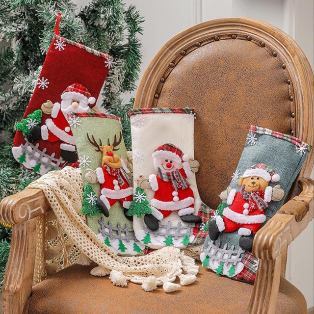 ¡Ahorra con Rebajas!, Valla para medias navideñas, bolsa de regalo navideña, decoración colgante para árbol de Navidad, bolsa de dulces decorativa Akmoler