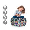thumbnail image 2 of Mid Century Storage Toy Bag Chair, Mix of Various Different Geometric Shapes in Squares Funky Sixties Revival, Stuffed Animal Organizer Washable Bag, Small Size, Multicolor, by Ambesonne, 2 of 3