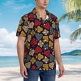 thumbnail image 2 of KLL Men's Hawaiian Shirt Short Sleeve Button Down Beach Shirts-Vintage Card, 2 of 5