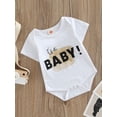 thumbnail image 3 of Chollius Newborn Infant Boy Girl Romper Tops Letter Print Roun Neck Short Sleeve Crotch Snap One-Piece Jumpsuit Summer Clothes, 3 of 8