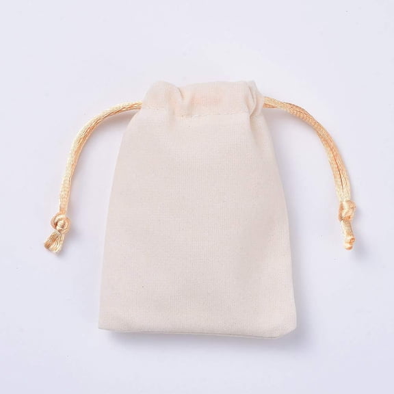 20pcs Velvet Packing Pouches Drawstring Bags Beige 9.2~9.5x7~7.2cm
