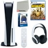 Sony Playstation 5 Disc Version (Sony PS5 Disc) with Headset, Media Remote, Borderlands 3 Ultimate Edition, Accessory Starter Kit and Microfiber Cleaning Cloth Bundle