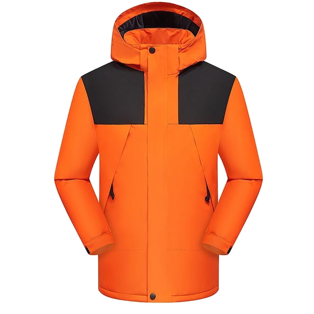 LSLJS Hommes et Femmes Peuvent Porter Veste à Capuche en Peluche Couleur Contrastée Extérieure et Chaude (Orange, TTG)